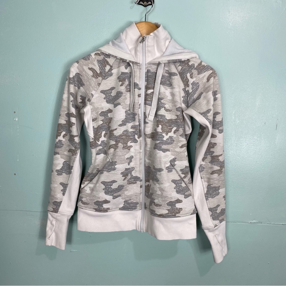 Athleta Triumph Zip Up Hoodie Camo‎ Gray 511504 Sz XS